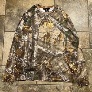 Browning Real Tree Camo Sweatshirt Crewneck Adult Men XL Hunting Fishing Brown